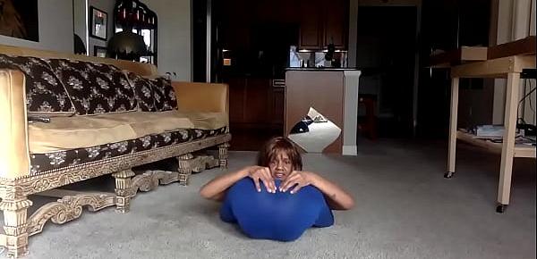  Live Clip - Ginger MoistHer Tease You in Blue - Lay Down Comedy! Nipples, smiles, yoga in yo face